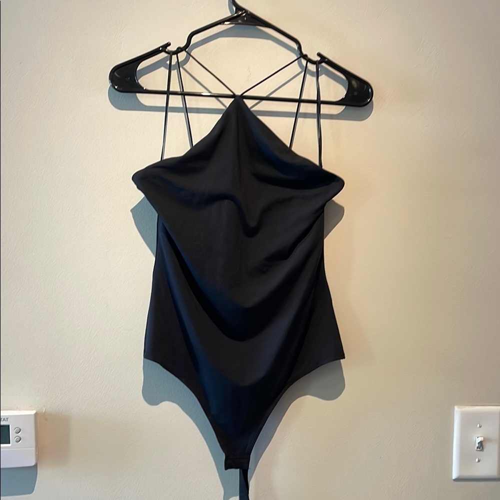 Elegant Black Halter Bodysuit